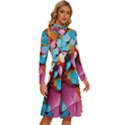 Confetti Tropical Ocean Themed Background Abstract Long Sleeve Shirt Collar A-Line Dress View3