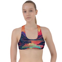 Tropical Landscape Island Background Wallpaper Criss Cross Racerback Sports Bra by Ravend