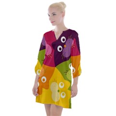 Colorful Cats Open Neck Shift Dress by Sparkle