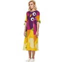 Colorful Cats Bow Sleeve Chiffon Midi Dress View2