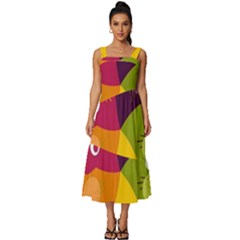 Colorful Cats Square Neckline Tiered Midi Dress by Sparkle