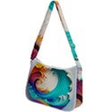 Tsunami Tidal Wave Waves Minimalist Ocean Sea Zip Up Shoulder Bag View2