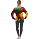 Colorful Capsicum Off Shoulder Long Sleeve Velour Top View2