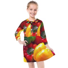 Colorful Capsicum Kids  Quarter Sleeve Shirt Dress by Sparkle