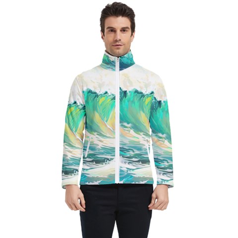 Waves Ocean Sea Tsunami Nautical Painting Men s Bomber Jacket by Ravend