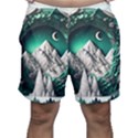 Christmas Wreath Winter Mountains Snow Stars Moon Men s Shorts View1