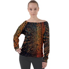 Data Abstract Abstract Background Background Off Shoulder Long Sleeve Velour Top by Ravend