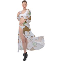 Camels-cactus-desert-pattern Maxi Chiffon Beach Wrap by Salman4z