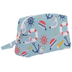 Nautical-marine-symbols-seamless-pattern Wristlet Pouch Bag (large) by Salman4z