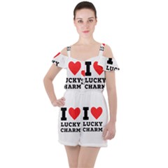 I Love Lucky Charm Ruffle Cut Out Chiffon Playsuit by ilovewhateva