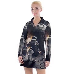 Astronaut Space Walk Women s Long Sleeve Casual Dress by danenraven