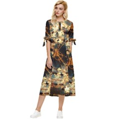 Science Fiction Background Fantasy Bow Sleeve Chiffon Midi Dress by danenraven