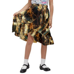 Science Fiction Background Fantasy Kids  Ruffle Flared Wrap Midi Skirt by danenraven