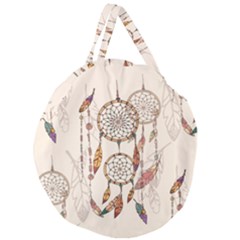 Coloured-dreamcatcher-background Giant Round Zipper Tote by Salman4z