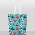 Seamless-pattern-nautical-icons-cartoon-style Full Print Rope Handle Tote (Small) View2