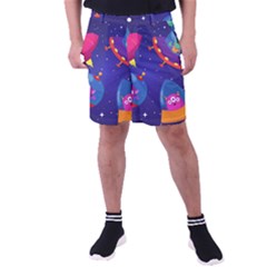 Cartoon-funny-aliens-with-ufo-duck-starry-sky-set Men s Pocket Shorts by Salman4z