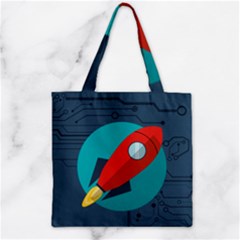 Rocket-with-science-related-icons-image Zipper Grocery Tote Bag by Salman4z