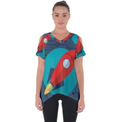 Rocket-with-science-related-icons-image Cut Out Side Drop Tee by Salman4z