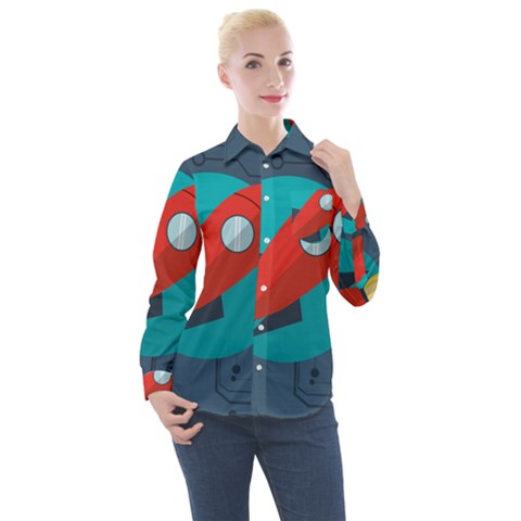 Rocket-with-science-related-icons-image Women s Long Sleeve Pocket Shirt by Salman4z