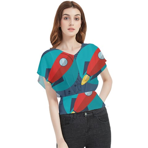 Rocket-with-science-related-icons-image Butterfly Chiffon Blouse by Salman4z