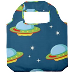 Seamless-pattern-ufo-with-star-space-galaxy-background Foldable Grocery Recycle Bag by Salman4z