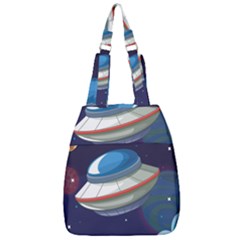 Ufo-alien-spaceship-galaxy Center Zip Backpack by Salman4z