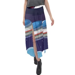 Ufo-alien-spaceship-galaxy Velour Split Maxi Skirt by Salman4z