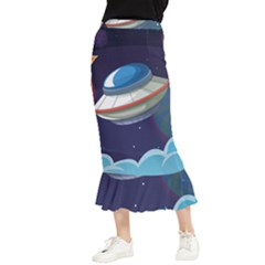 Ufo-alien-spaceship-galaxy Maxi Fishtail Chiffon Skirt by Salman4z