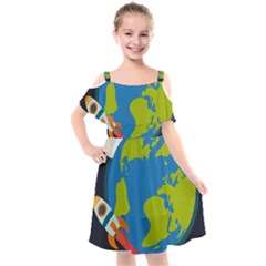 Spaceship-design Kids  Cut Out Shoulders Chiffon Dress by Salman4z