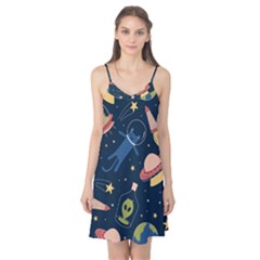 Seamless-pattern-with-funny-aliens-cat-galaxy Camis Nightgown  by Salman4z