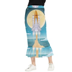 Space-exploration-illustration Maxi Fishtail Chiffon Skirt by Salman4z