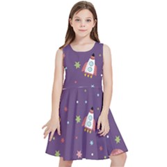 Space-travels-seamless-pattern-vector-cartoon Kids  Skater Dress by Salman4z