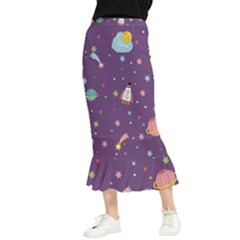 Space-travels-seamless-pattern-vector-cartoon Maxi Fishtail Chiffon Skirt by Salman4z