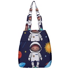 Boy-spaceman-space-rocket-ufo-planets-stars Center Zip Backpack by Salman4z