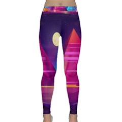 Egyptian-pyramids-night-landscape-cartoon Classic Yoga Leggings by Salman4z