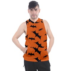 Halloween-card-with-bats-flying-pattern Men s Sleeveless Hoodie by Salman4z