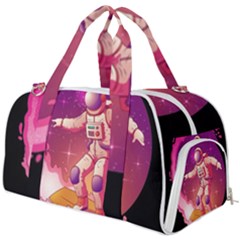 Astronaut-spacesuit-standing-surfboard-surfing-milky-way-stars Burner Gym Duffel Bag by Salman4z