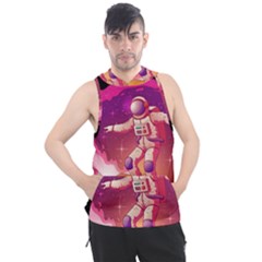 Astronaut-spacesuit-standing-surfboard-surfing-milky-way-stars Men s Sleeveless Hoodie by Salman4z