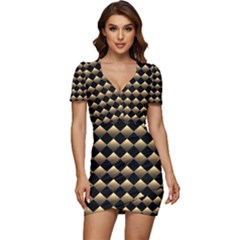 Golden Chess Board Background Low Cut Cap Sleeve Mini Dress by pakminggu