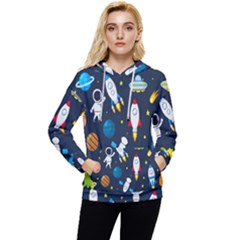 Big-set-cute-astronauts-space-planets-stars-aliens-rockets-ufo-constellations-satellite-moon-rover-v Women s Lightweight Drawstring Hoodie by Salman4z