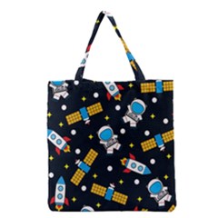 Seamless-adventure-space-vector-pattern-background Grocery Tote Bag by Salman4z