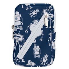 White-robot-blue-seamless-pattern Belt Pouch Bag (large) by Salman4z