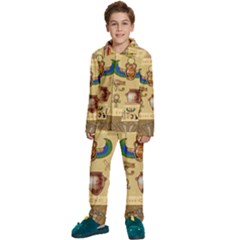 Egypt-horizontal-illustration Kids  Long Sleeve Velvet Pajamas Set by Salman4z