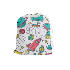 Space-cosmos-seamless-pattern-seamless-pattern-doodle-style Drawstring Pouch (large) by Salman4z