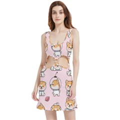 Set-kawaii-smile-japanese-dog-akita-inu-cartoon Velour Cutout Dress by Salman4z