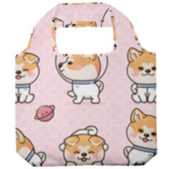 Set-kawaii-smile-japanese-dog-akita-inu-cartoon Foldable Grocery Recycle Bag by Salman4z