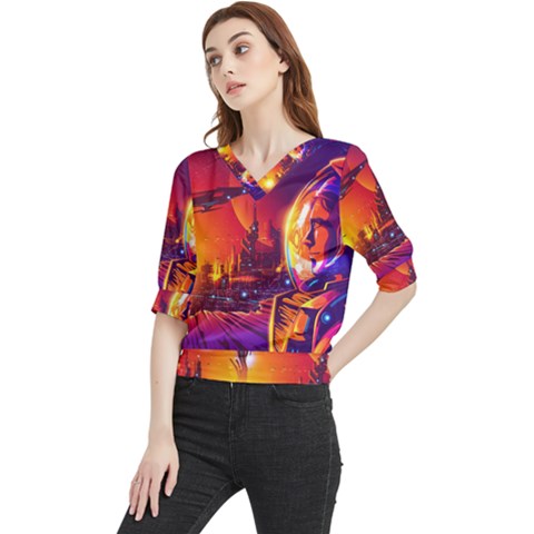 Far-future-human-colonization Quarter Sleeve Blouse by Salman4z