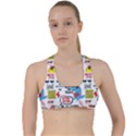 Monster-cool-seamless-pattern Criss Cross Racerback Sports Bra View1