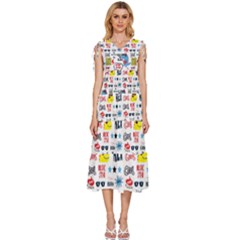 Monster-cool-seamless-pattern V-neck Drawstring Shoulder Sleeveless Maxi Dress by Salman4z