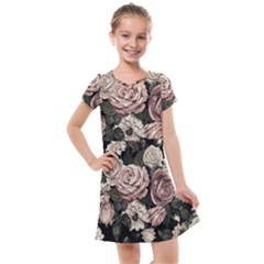 Elegant-seamless-pattern-blush-toned-rustic-flowers Kids  Cross Web Dress by Salman4z